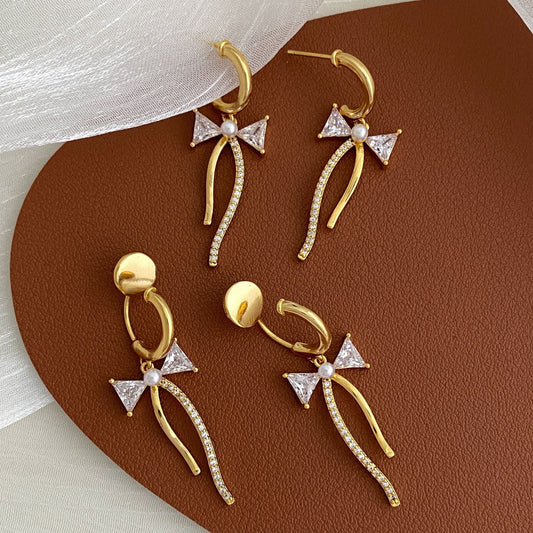 Asymmetric Micro-set Zirconia C-shaped Light Luxury Versatile Earrings