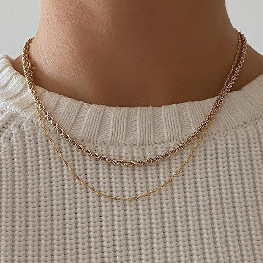 Unisex Niche Minimalist Style Double Layered Collarbone Necklace