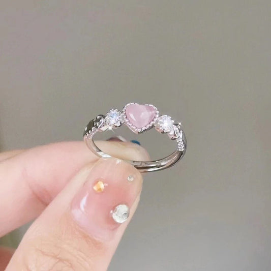 Niche Design Heart-shaped Adjustable Open Ring
